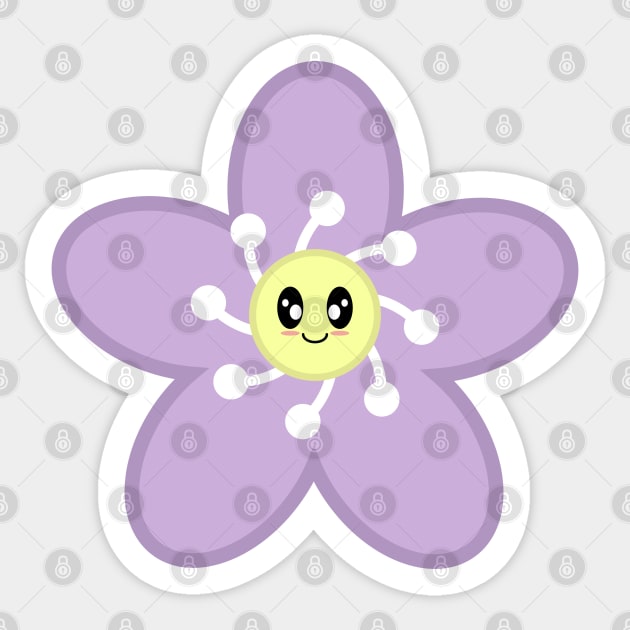 Cute Purple Flower Blossom - White Sticker by Kelly Gigi